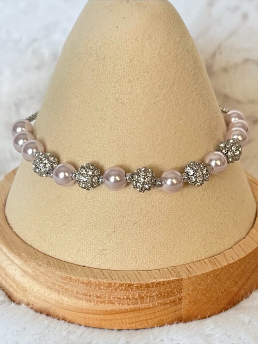 Charter Club Pink Faux Pearl Crystal Pave Slider Bracelet Silver Tone